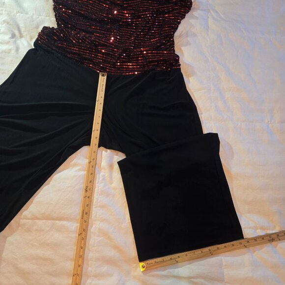 R&M Richards Holidays Season Black/Red Sequined Metallic Jumpsuit Plus Size 22W. - Picture 17 of 17